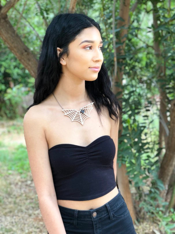 Spider Web Wood Necklace