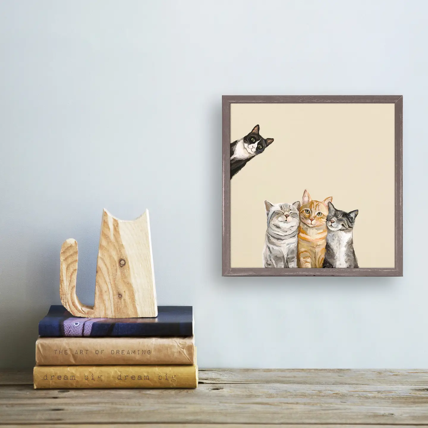 Feline Friends- Three Cats Plus One Mini Canvas