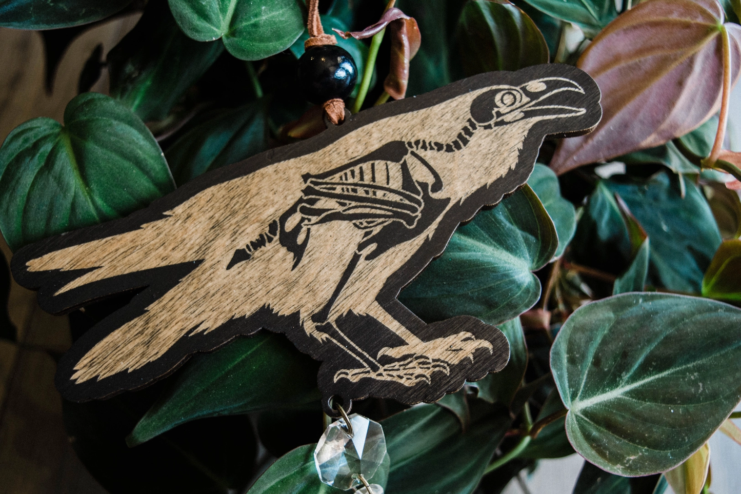 Raven Skeleton Wooden Suncatcher