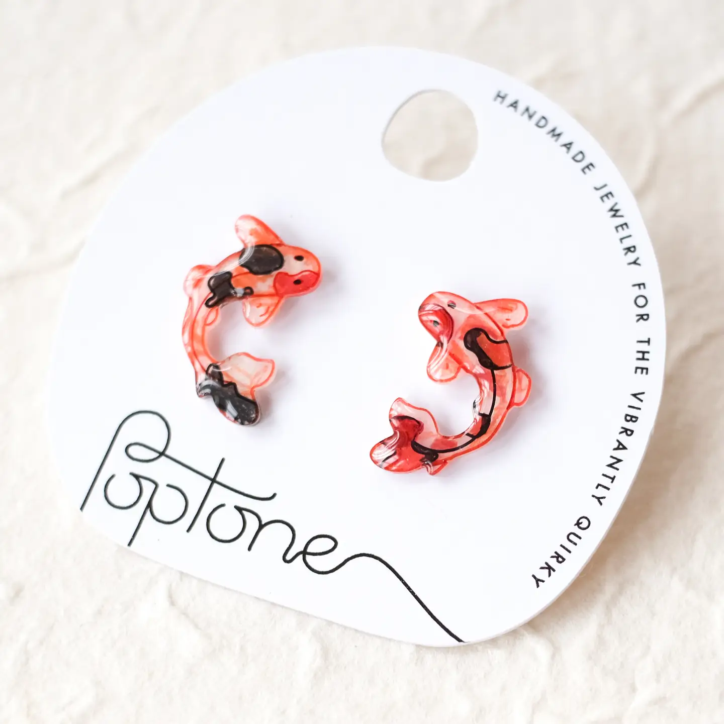 Orange Koi Fish Stud Earrings