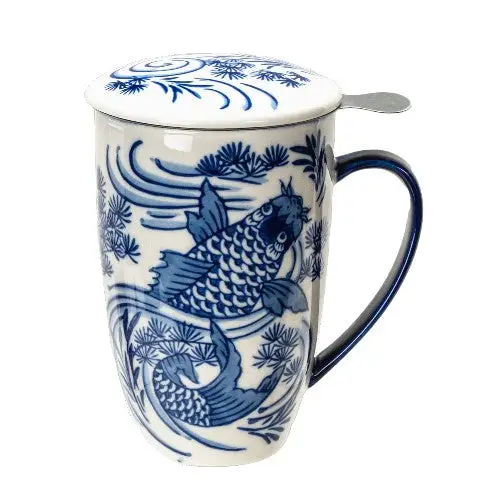 Tea Infuser Mug 15oz Koi Fish