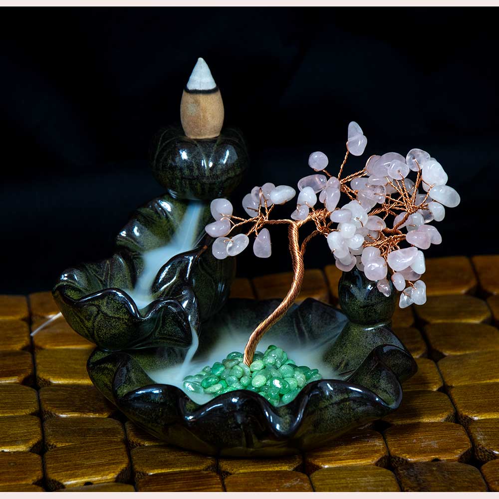 Backflow Incense Burner - Nephrite Jade Gem Tree