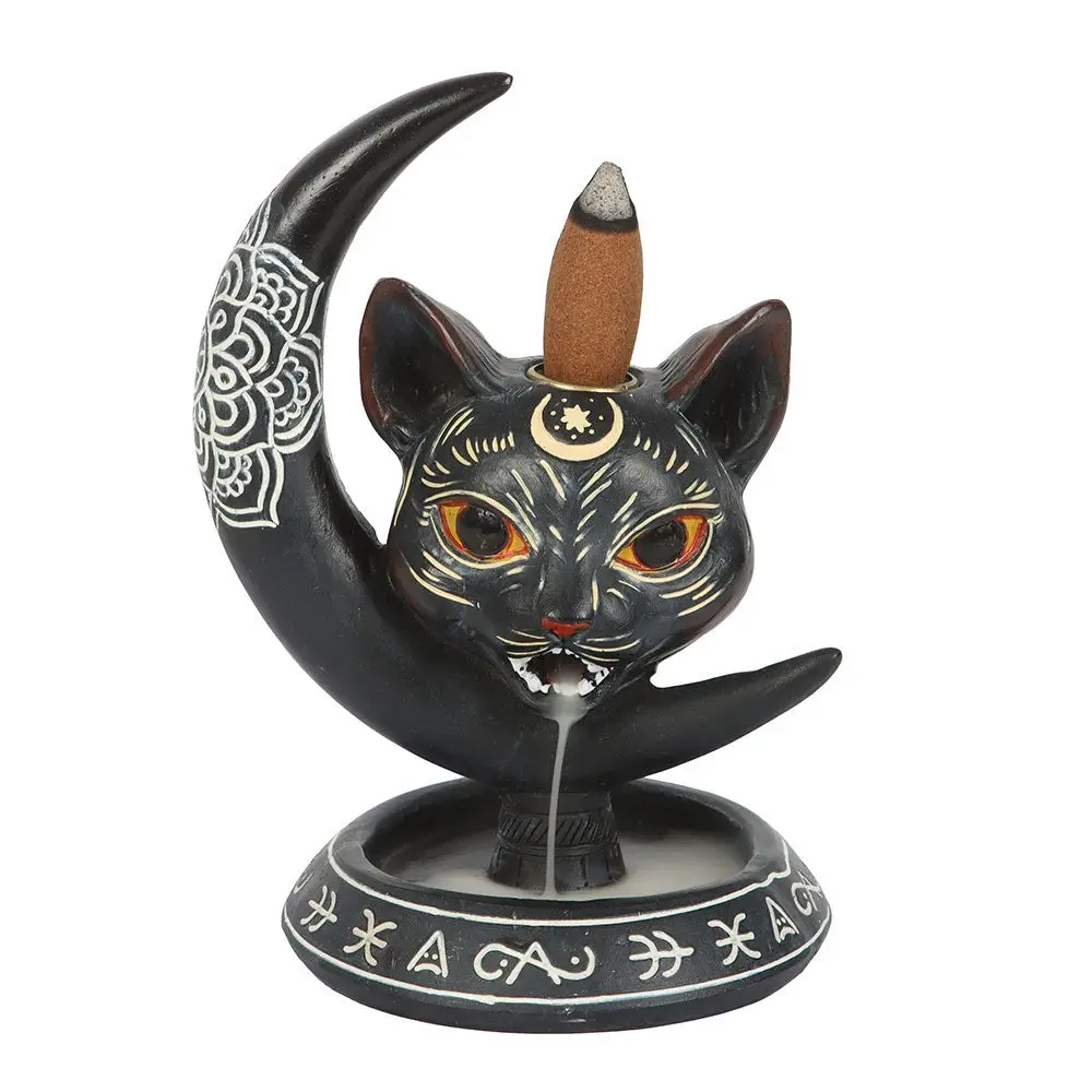 Gothic Black Cat Backflow Incense Burner
