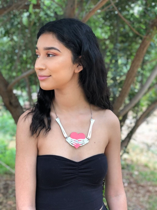 Bone Heart Wood Necklace