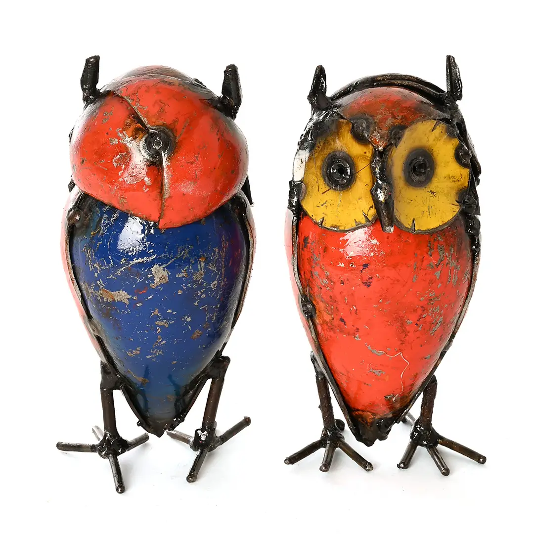 Colorful Recycled Metal Owl Small