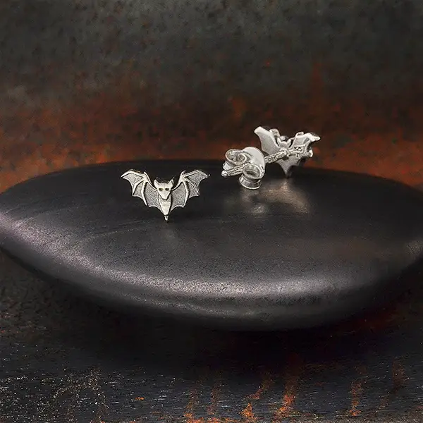 Bat Sterling Silver Earrings