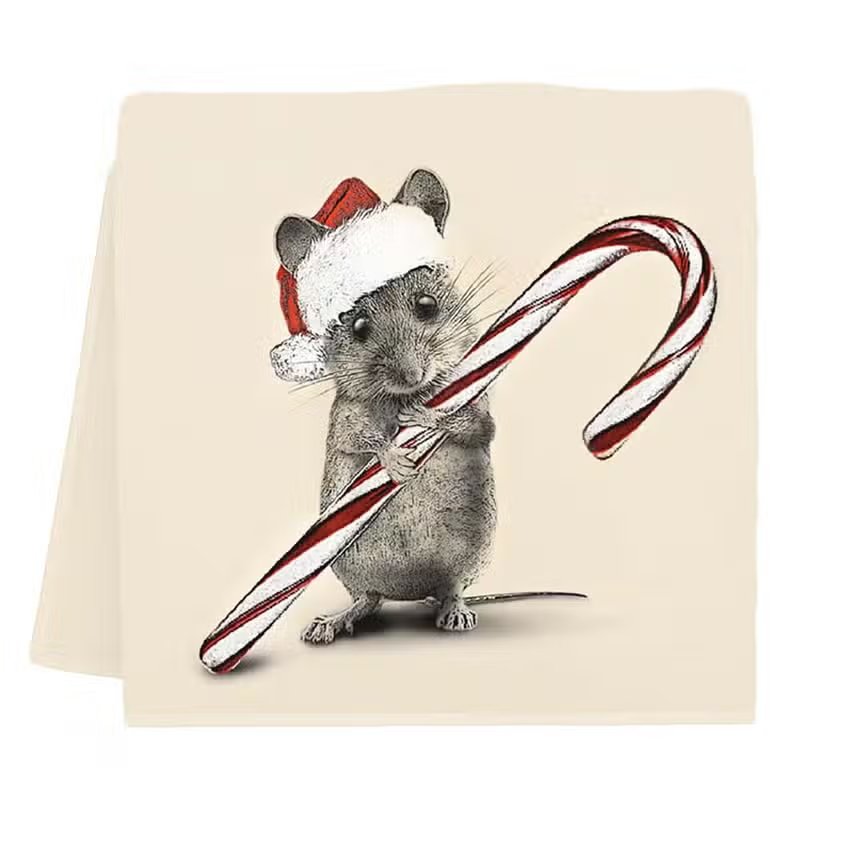 Santa Mouse Candy Cane Towel