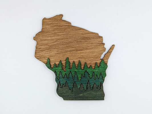 WI Daytime Trees Wood Magnet