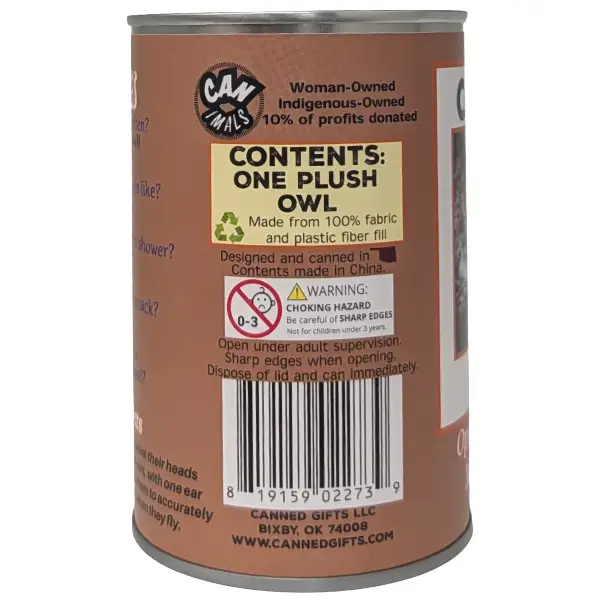 Canned Hoot the Owl Stuffed Animal