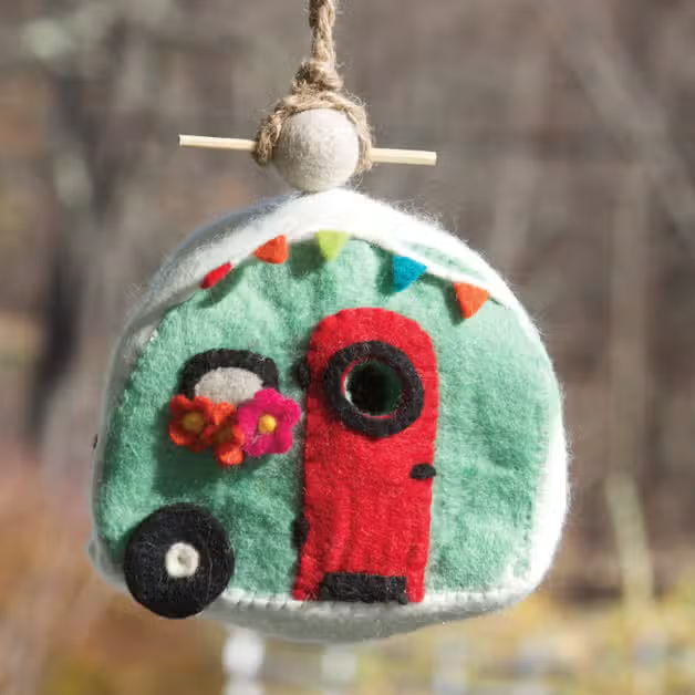 Felted Birdhouse Camper Retro