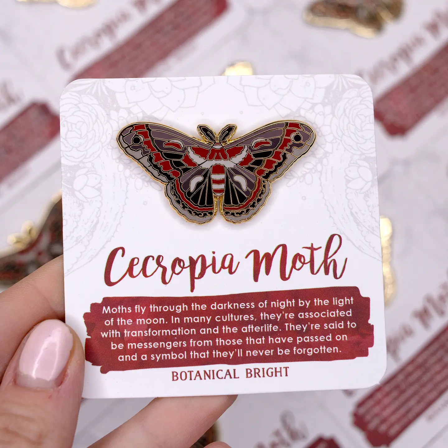 Cecropia Moth Enamel Pin