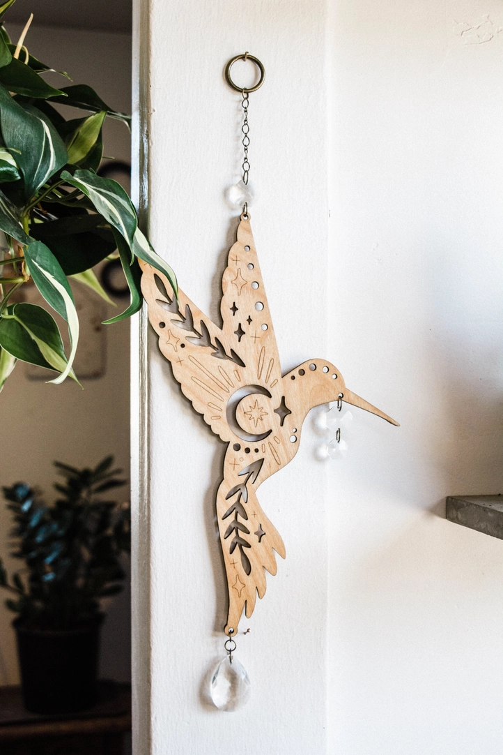 Hummingbird Wooden Suncatcher