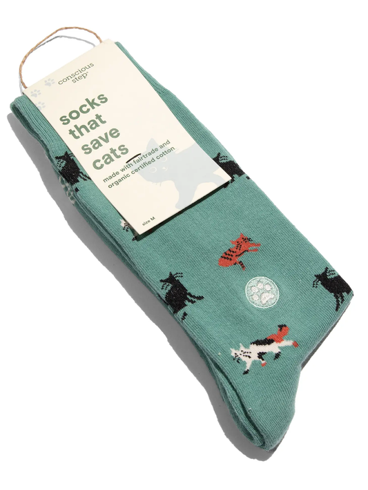 Socks That Save Cats - Teal Cats