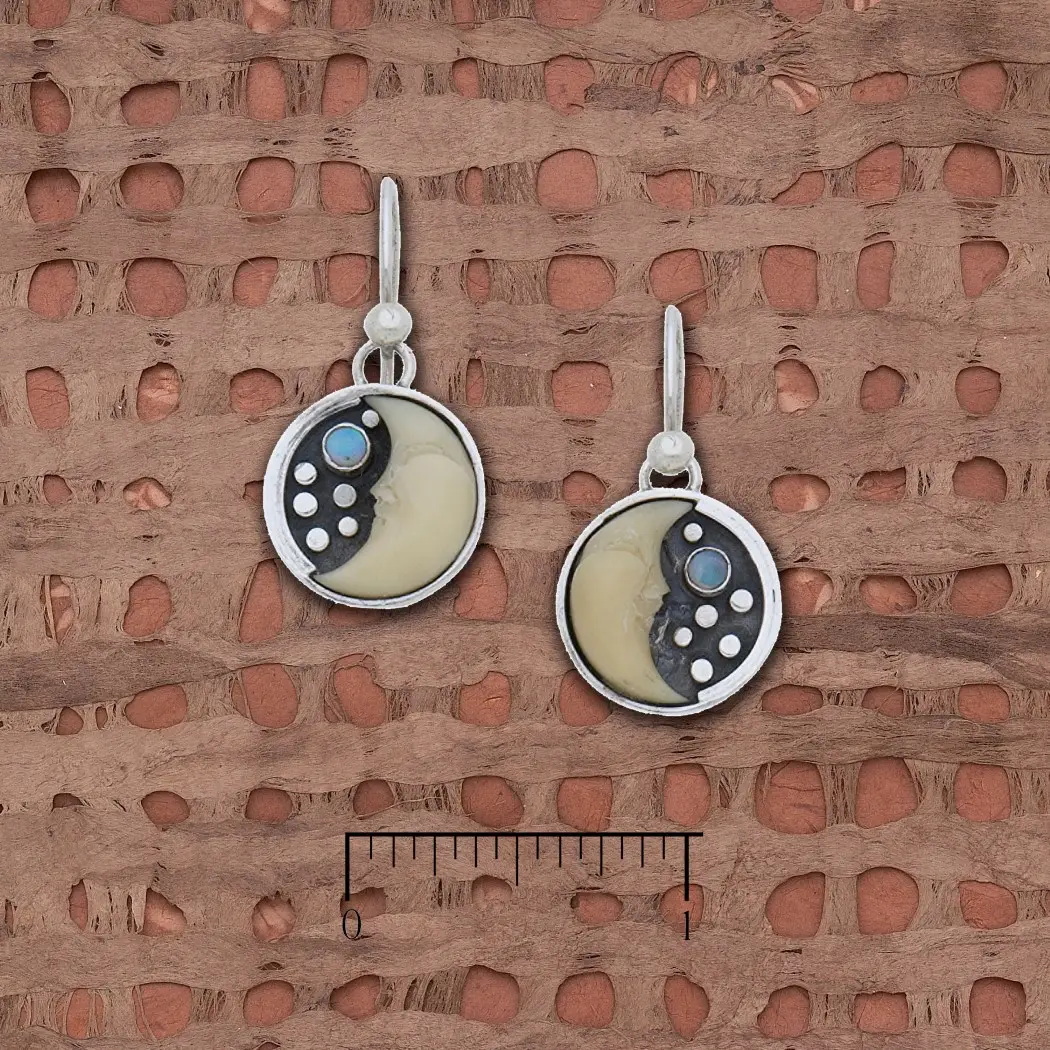 Tagua Half Moon with Opal Cab Earrings