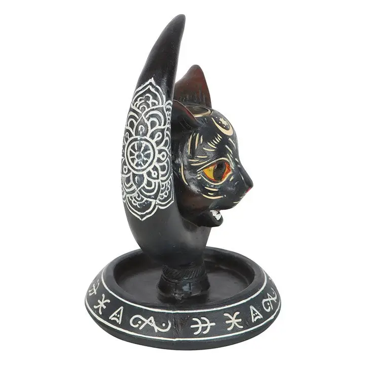 Gothic Black Cat Backflow Incense Burner