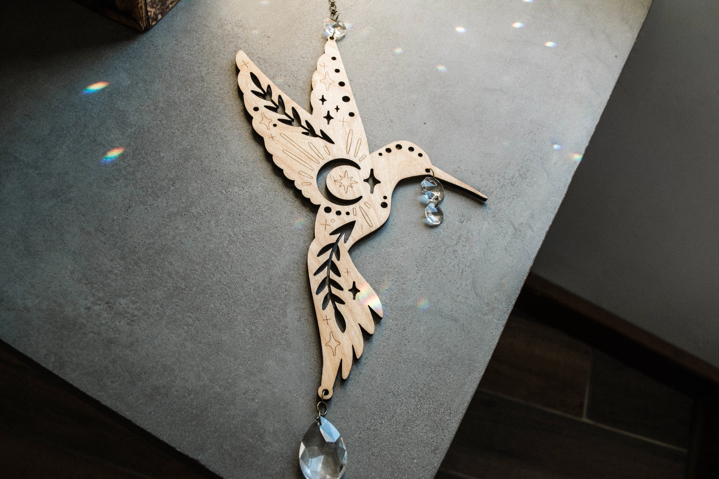 Hummingbird Wooden Suncatcher