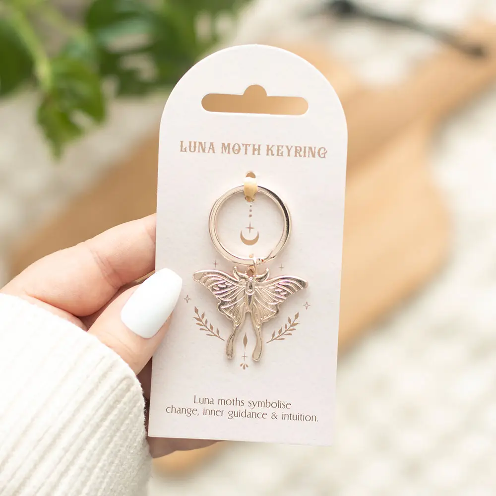 Light Luna Moth Enamel Keyring