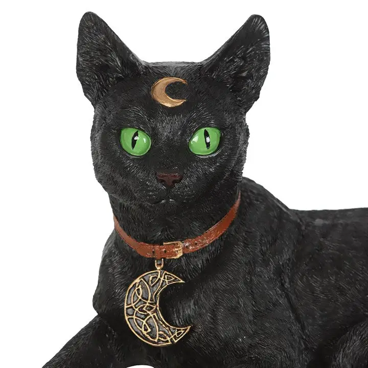 Gothic Laying Black Cat Figurine