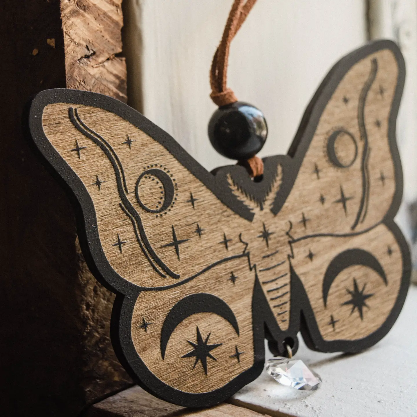 Celestial Moth Wooden Suncatcher