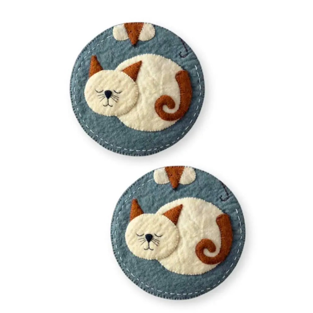 Cat & Mouse Felted Wool Trivet