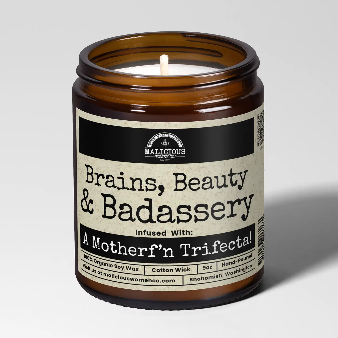 Brains, Beauty & Badassery Candle
