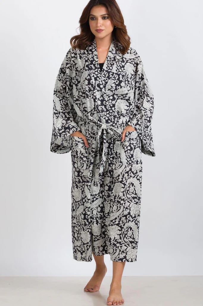 Kimono Robe - BW Paisley