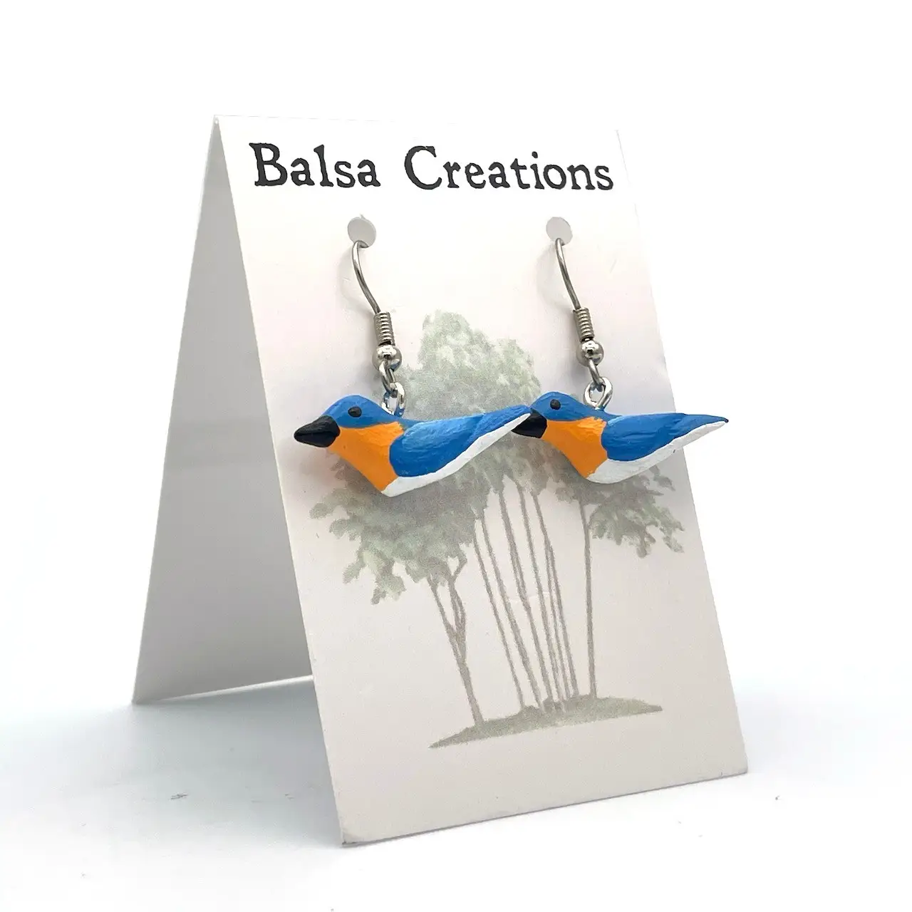Easter Bluebird Balsa Earrings