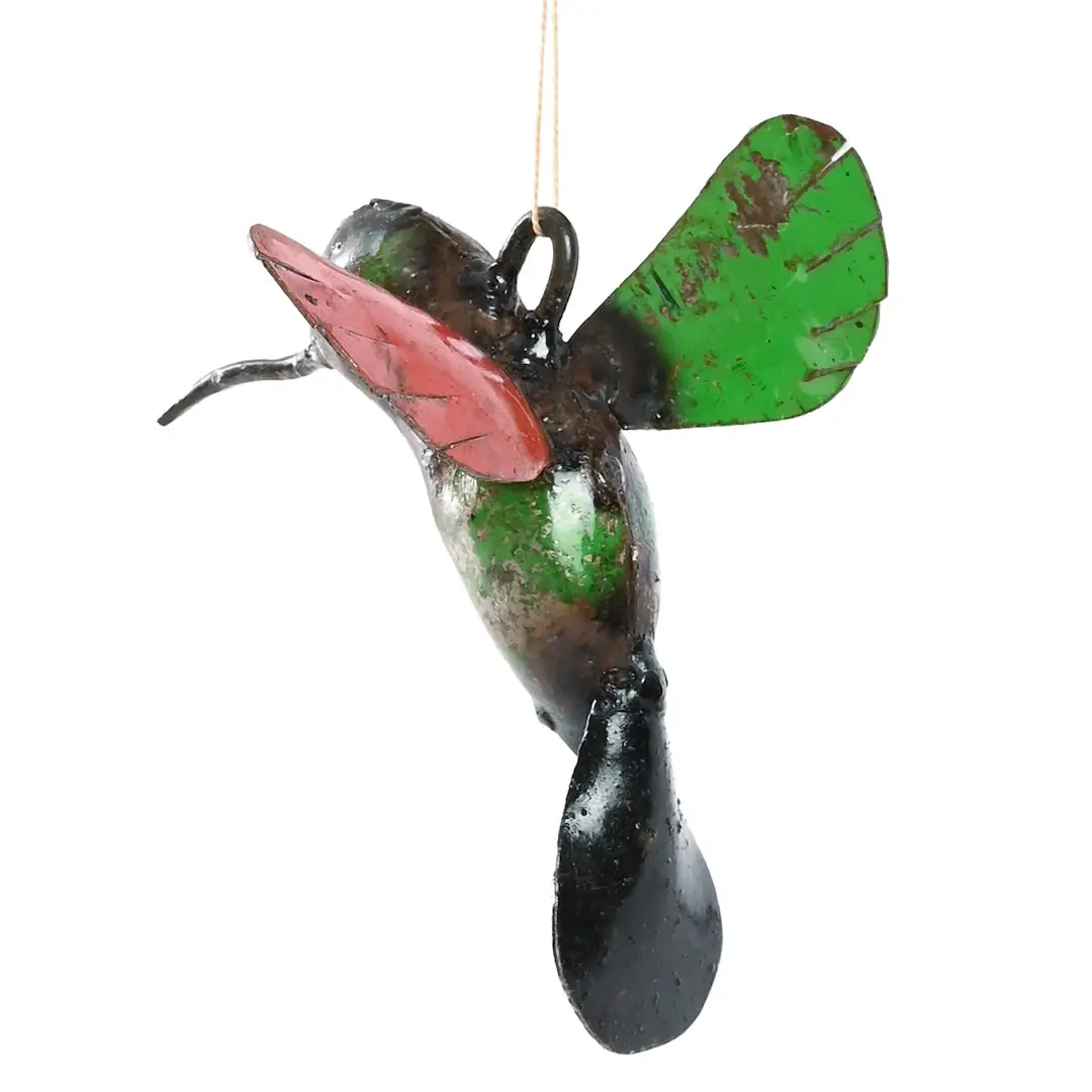 Recycled Metal Hanging Hummingbird