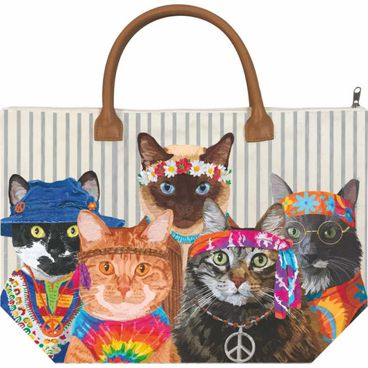 Canvas Tote Bag Groovy Cats