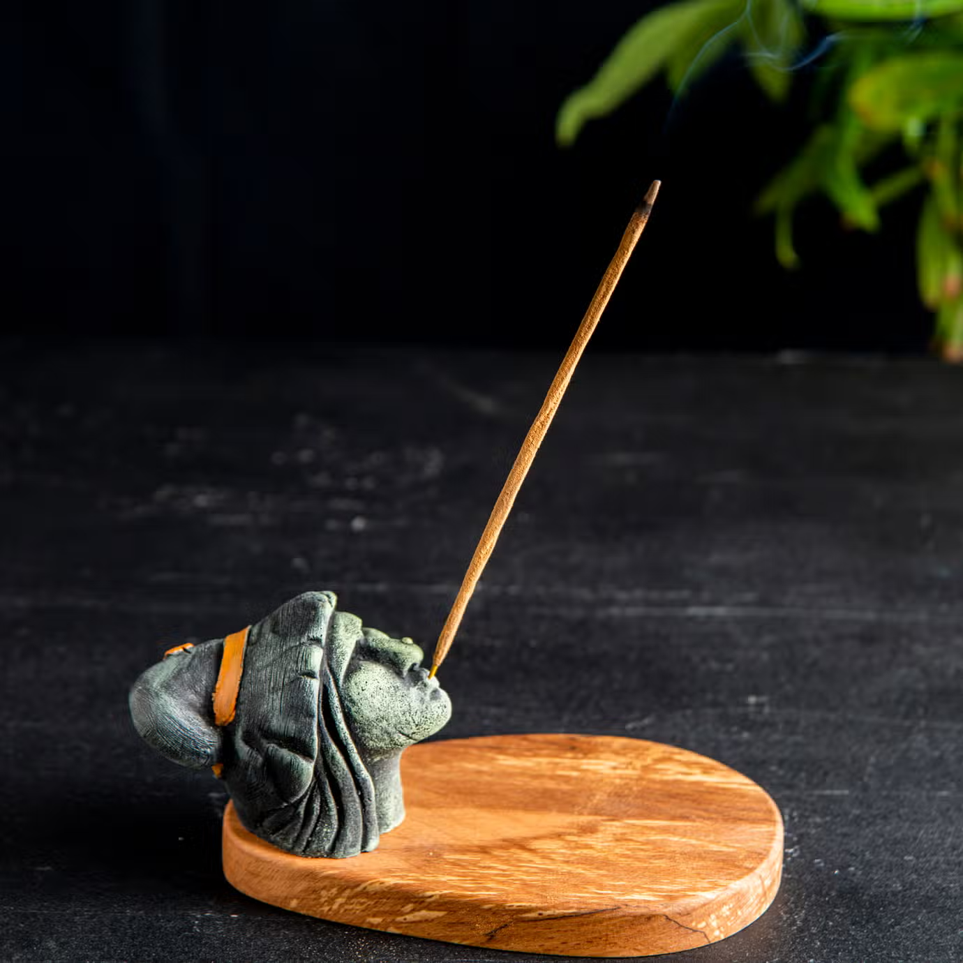 Stone Face Witch Incense Burner