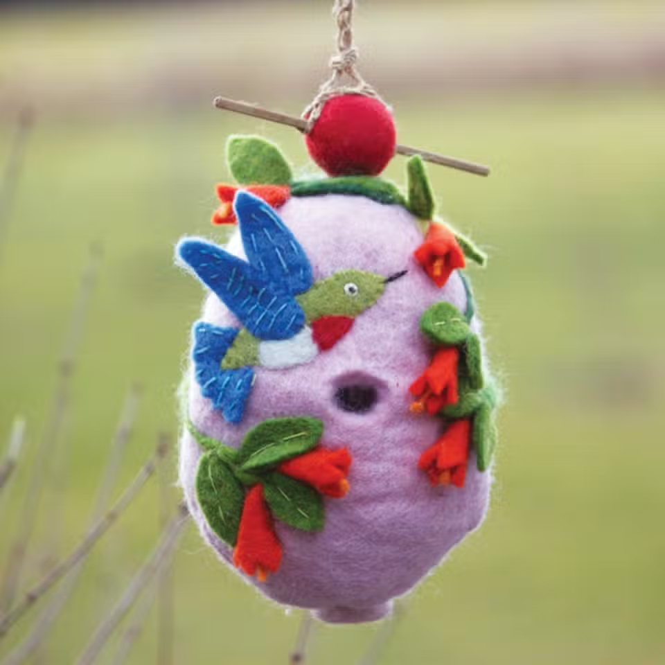Felted Birdhouse Hummingbird