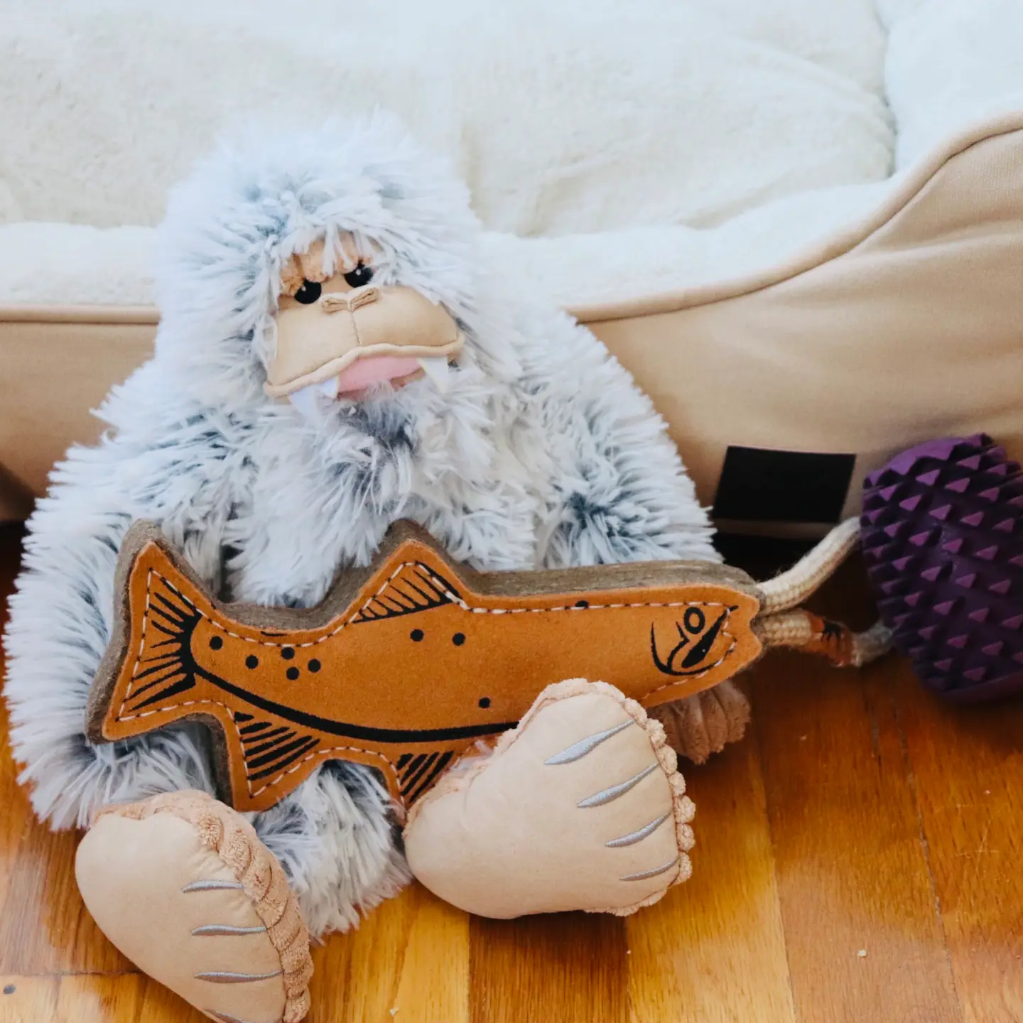 Natural Leather Trout Tug Dog Toy - 16"