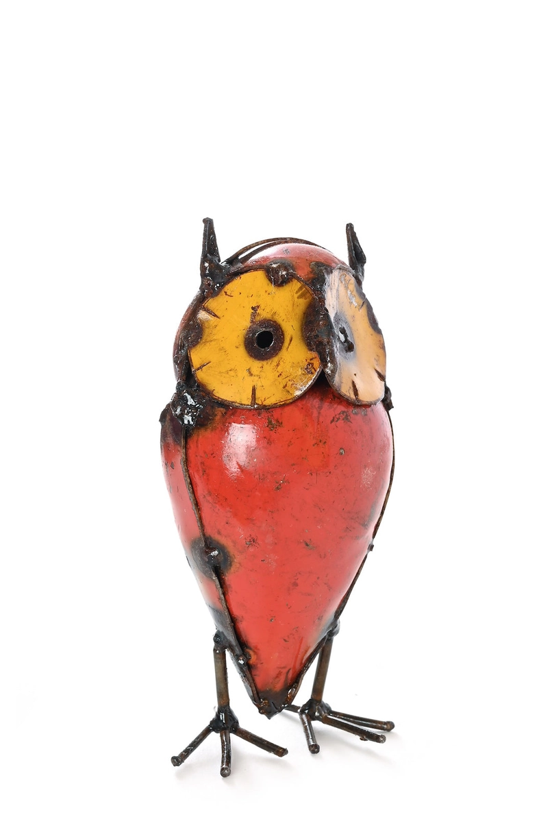 Colorful Recycled Metal Owl Small