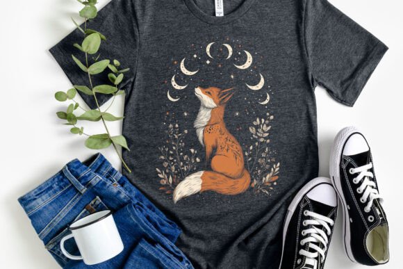 Folklore Fox & Lunar Phases Tshirt