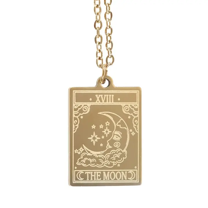 The Moon Vintage Tarot Necklace Card