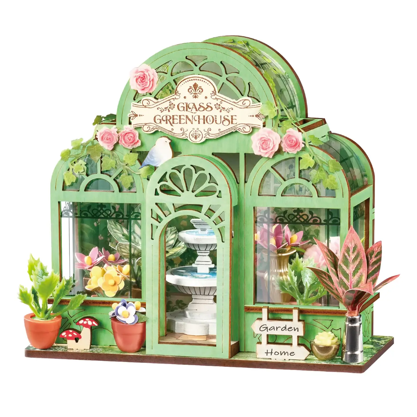 DIY Miniature House Kit Green Fountain Garden