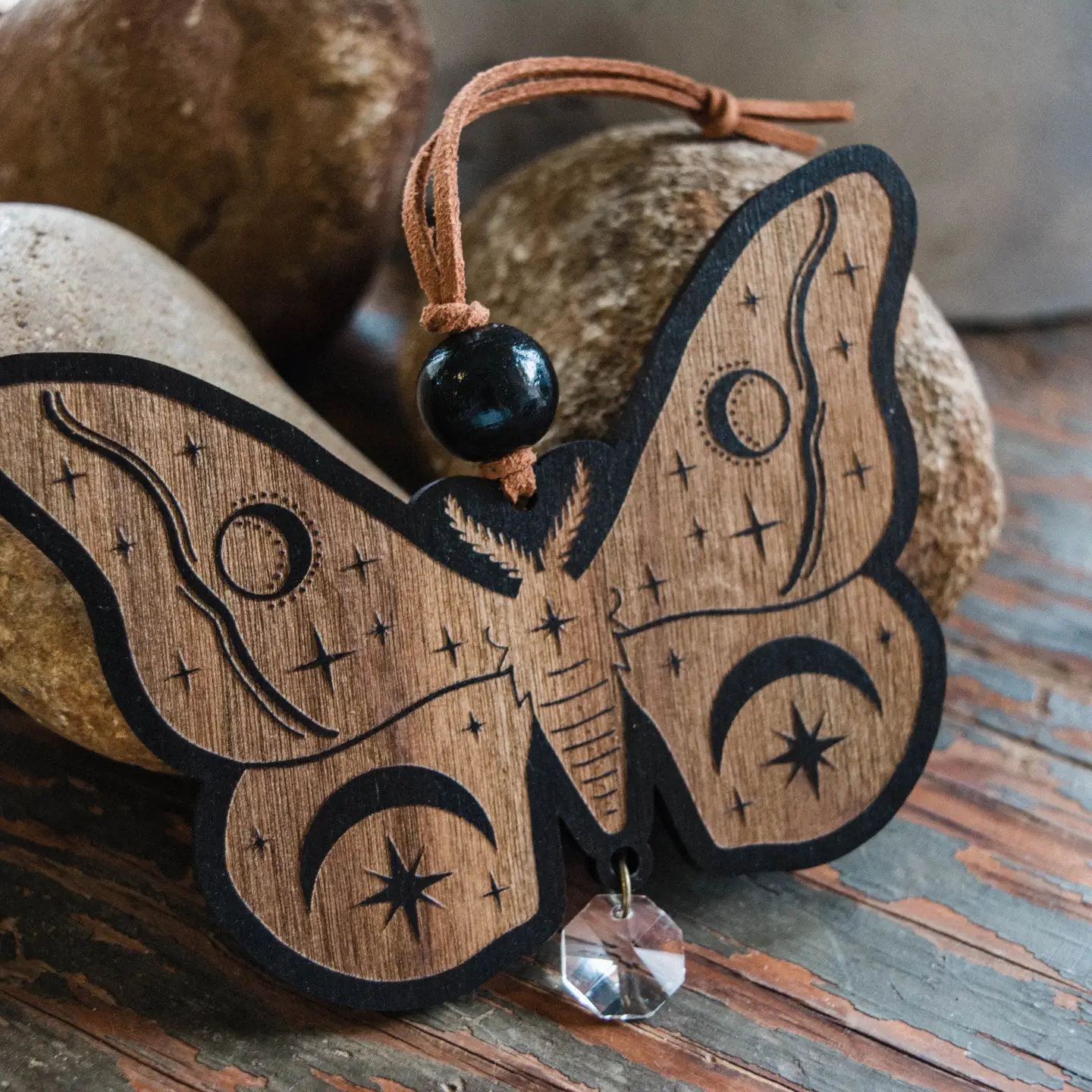 Celestial Moth Wooden Suncatcher