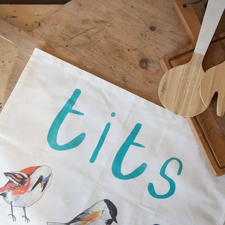 Tits Bird Pun Cotten Tea Towel