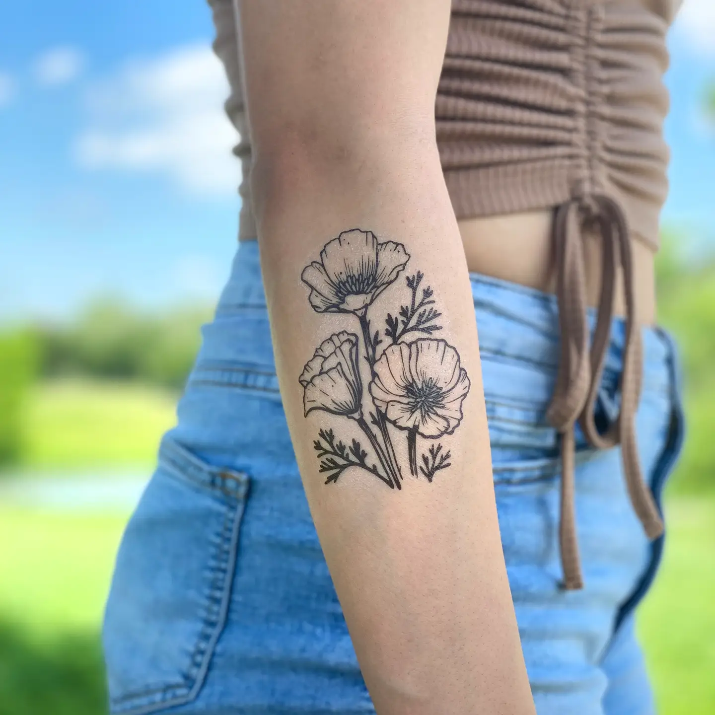 Golden Poppy Temp Tattoo