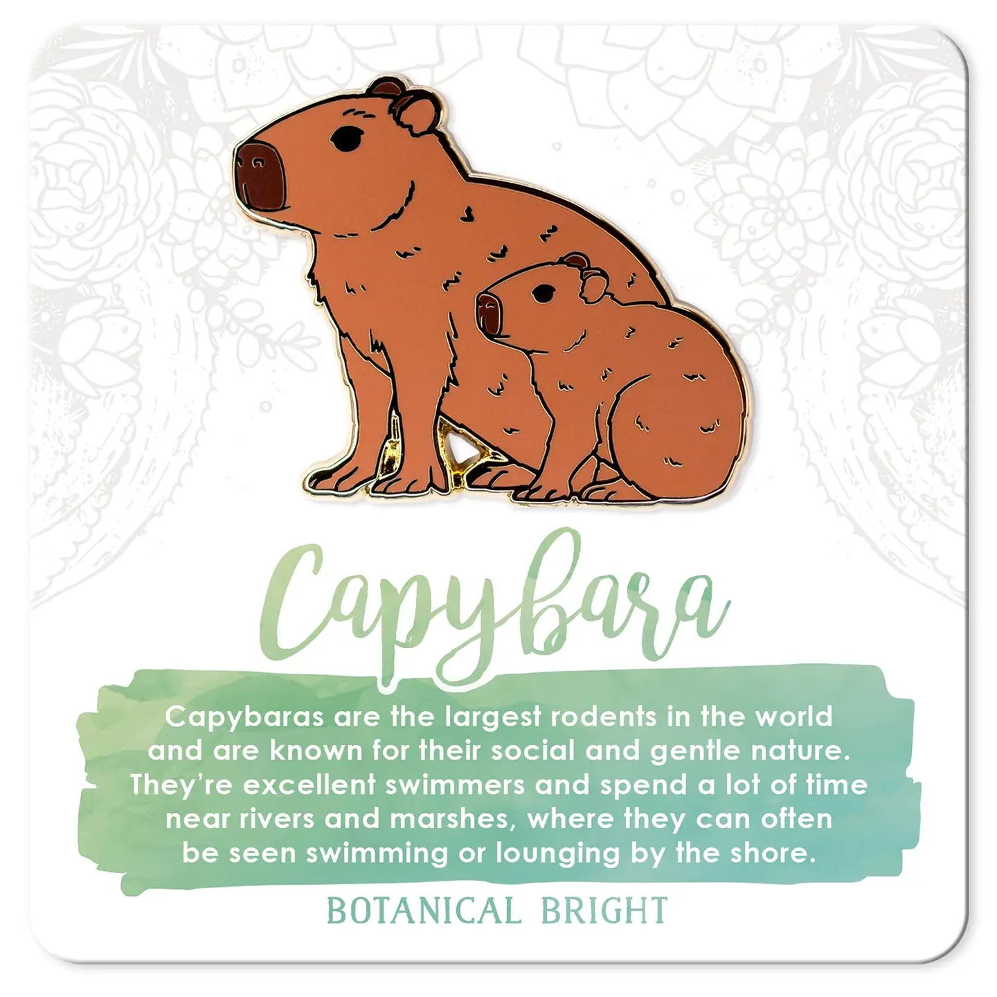 Capybara With Baby Enamel Pin