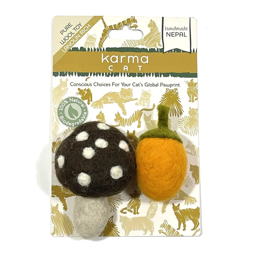 Wool Cat Toys Mushroom Acorn