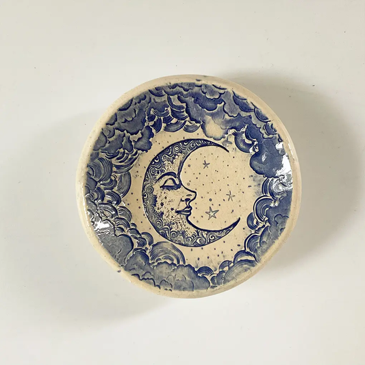 Pottery Dish Crescent Blue Moon