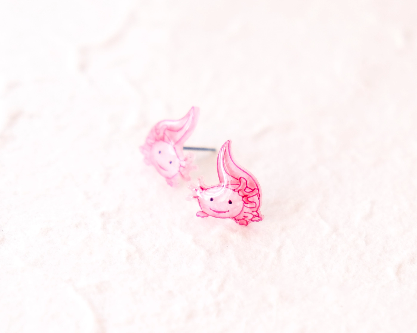 Cute Pink Kawaii Axoloti Stud Earrings