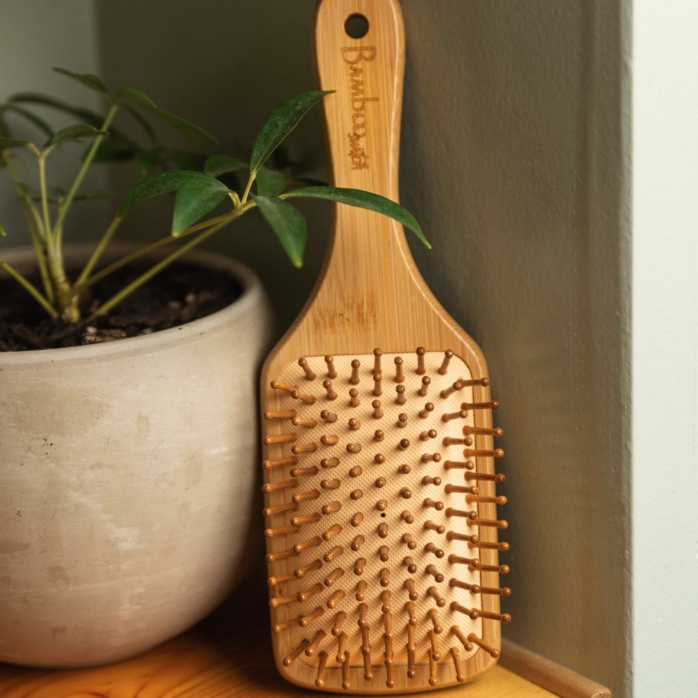 Bamboo Paddle Hairbrush Square