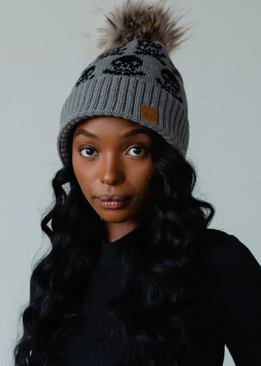 Grey Skull Pattered Hat