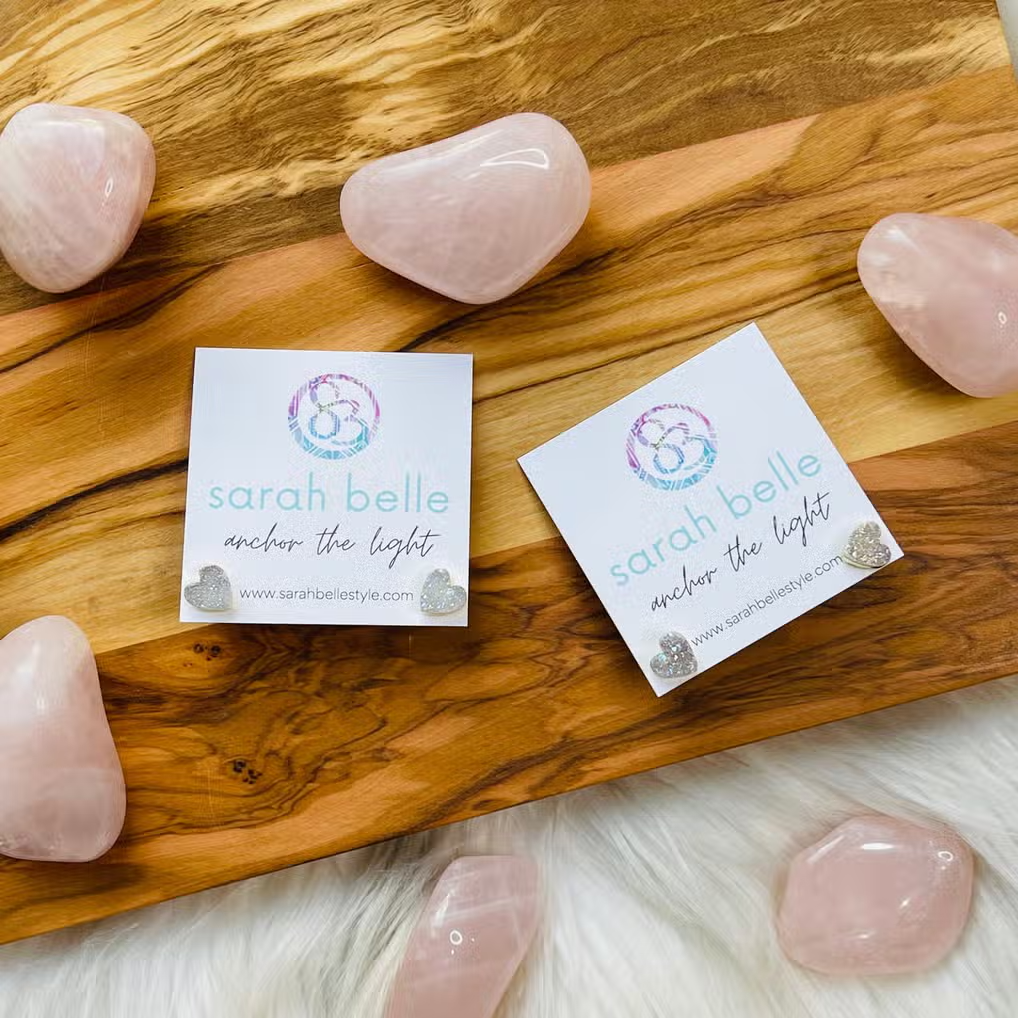 Druzy Heart Stud Earrings