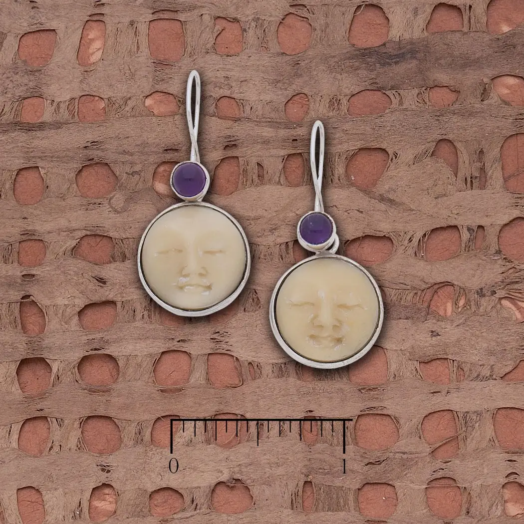 Tagua Sun Amethyst Earrings