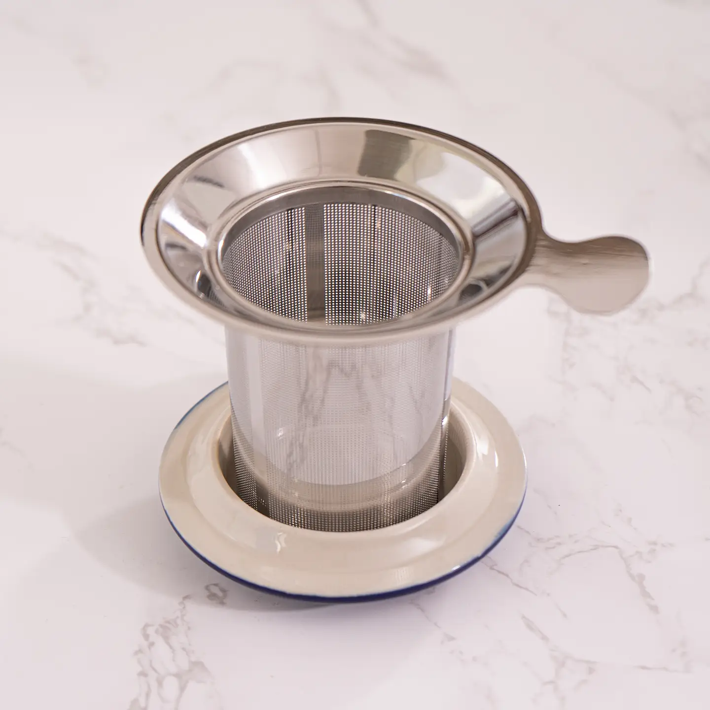 Tea Infuser Mug 15oz Navy Japanese Crane