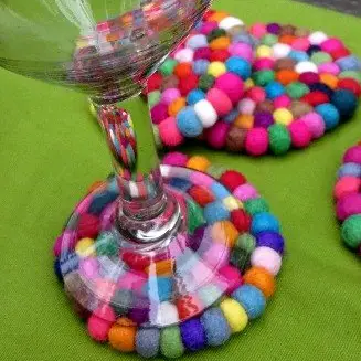 Felted Ball Coasters Set of 4
