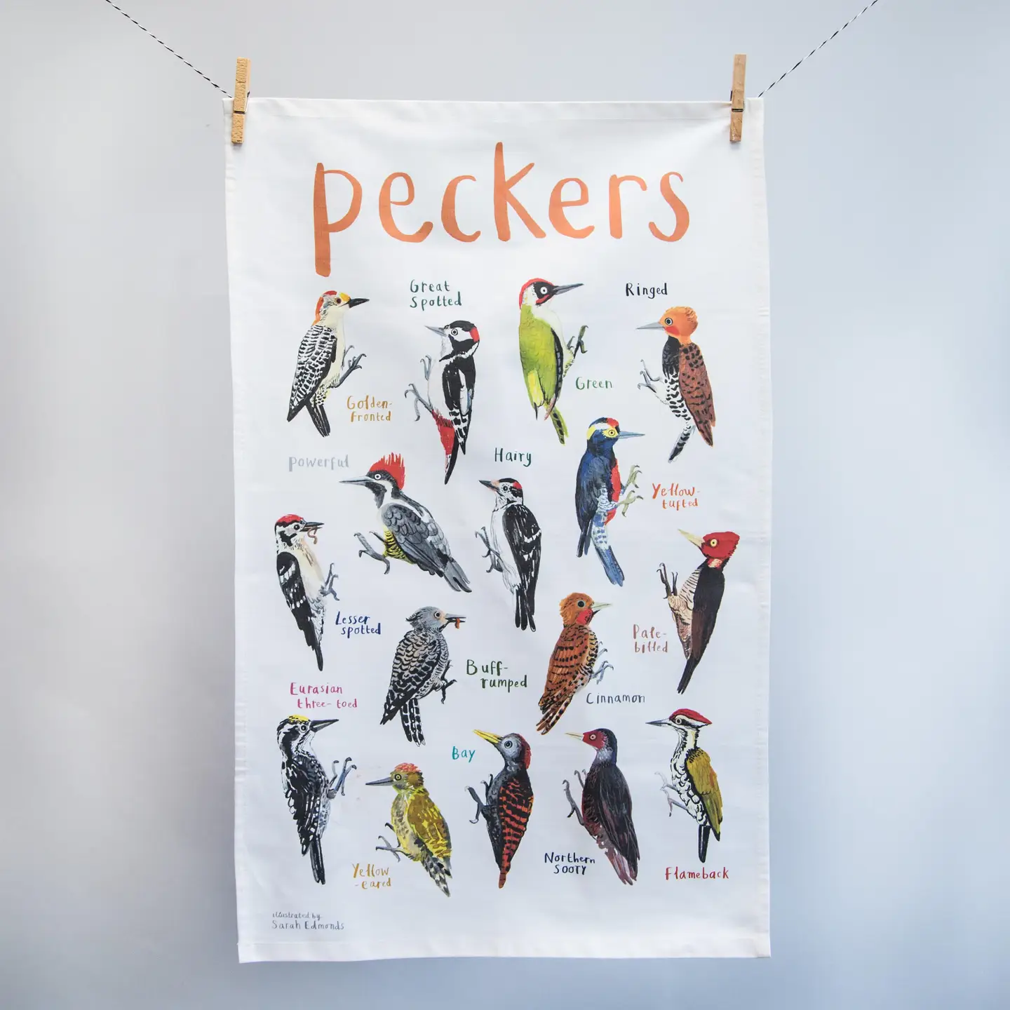 Peckers Bird Pun Cotten Tea Towel
